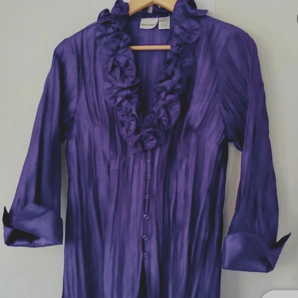 Harve Benard Women's Purple Ruffle Blouse